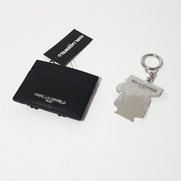 Karl Lagerfeld "Karl" black faux leather card case & keychain bundle - Picture 13 of 13